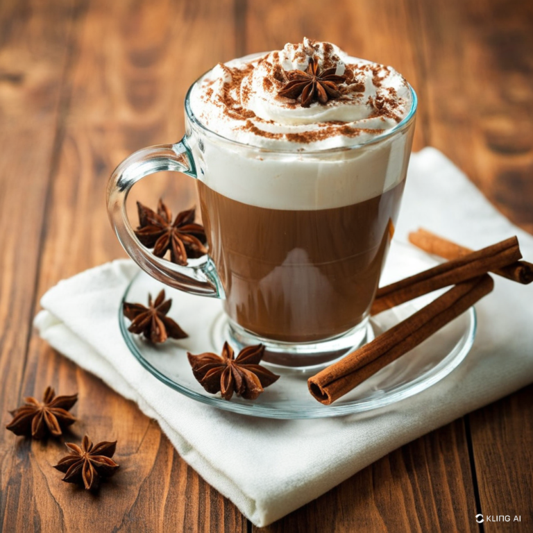 Cup of creamy hot chocolate with whipped cream on top.